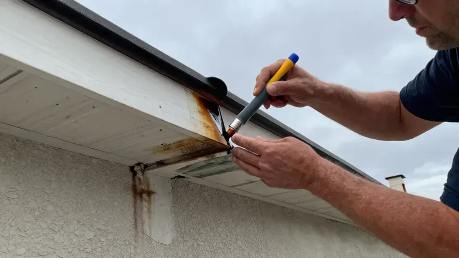 Documentary-style iPhone photo of emergency roof leak detection and flashing repair on a residential property in Saratoga Springs, Utah. Natural daylight.